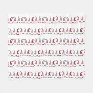 Rows of holiday gnomes in the snow fleece blanket