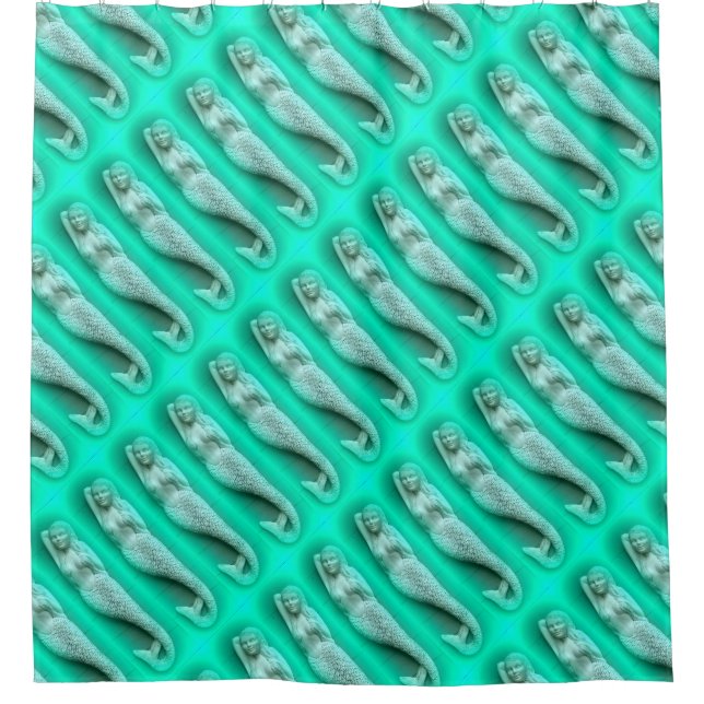 rows of napping green mermaids pattern (Front)