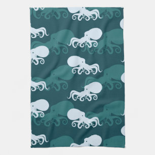 Rows Of Octopus Pattern Kitchen Towel