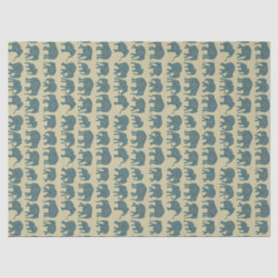 Rows of Paisley Elephants on Beige Tissue Paper
