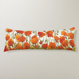 Rows of Poppies I Body Pillow