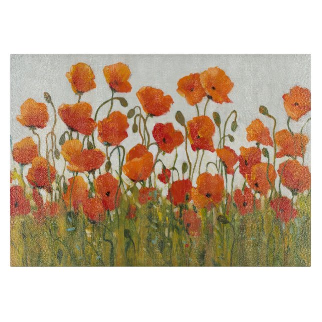 Rows of Poppies I Cutting Board (Front)