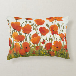 Rows of Poppies I Decorative Pillow