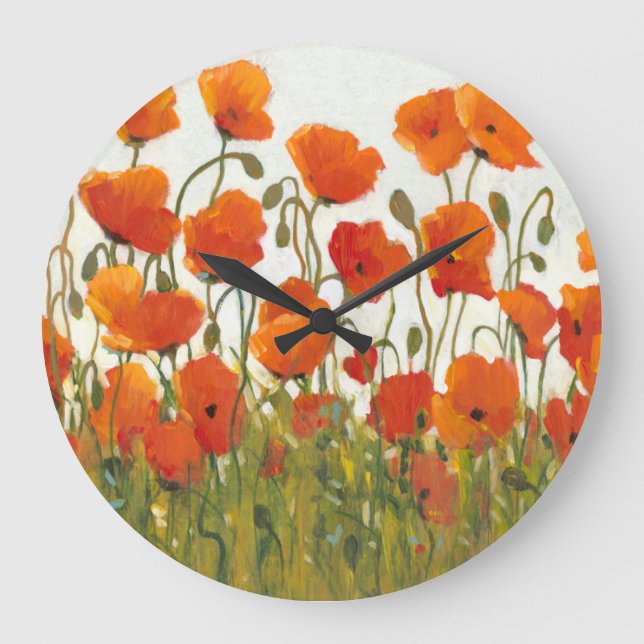 Rows of Poppies I Large Clock (Front)