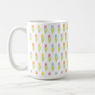 ROWS OF PRETTY COLORFUL EASTER TULIPS COFFEE MUG