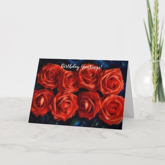 Rows of Red Roses Flower Art Carte d'anniversaire (Devant)
