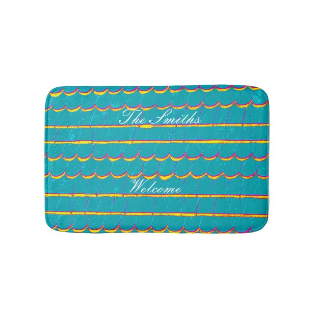 rows of shingles Thunder_Cove blue-green Bath Mat (Front)
