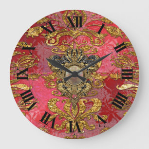 Roxanpheaz Chic Victorian Damask Large Clock