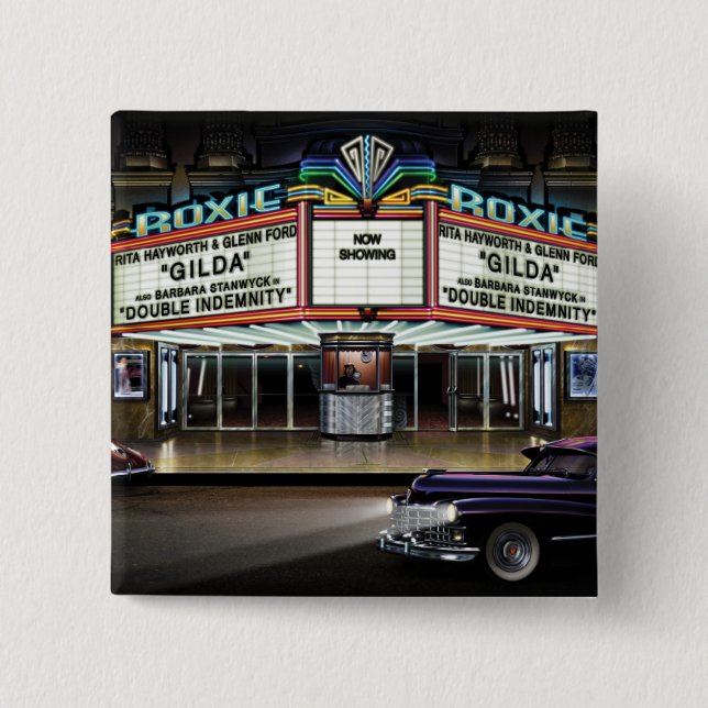 Roxie Picture Show 2 Inch Square Button (Front)