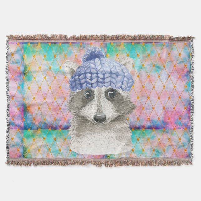 Roxy Raccoon Throw Blanket (Front)