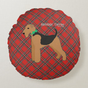 Roy Mocchi Bruno♥Round Pillow Red Airedale Terrier