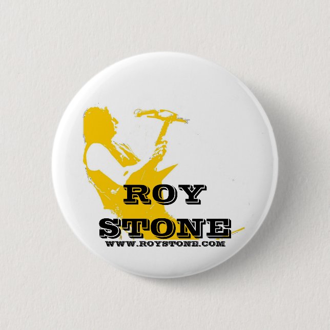 ROY STONE WHITE LOGO BADGE 2 INCH ROUND BUTTON (Front)