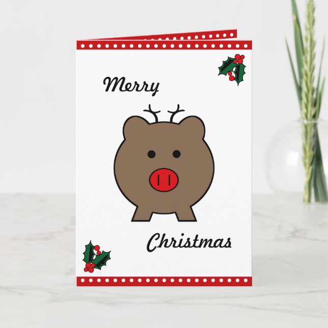 Roy the Christmas Pig ~ Holiday Card (Front)