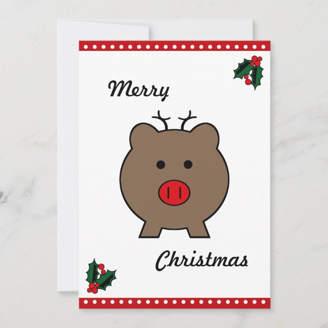 Roy the Christmas Pig Holiday Card (Front)