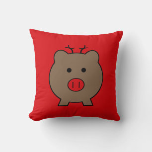 Roy the Christmas Pig Metal Ornament Throw Pillow