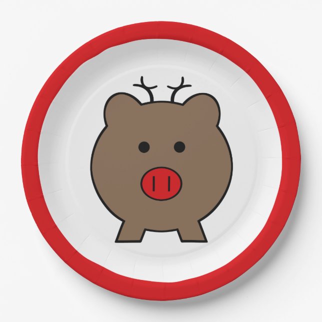 Roy the Christmas Pig Paper Plate (Front)