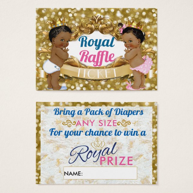 Royal African Glitter Gender Reveal Raffle Tickets (Front & Back)