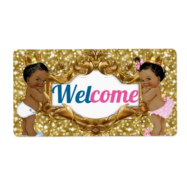 Royal African Mini Glitter Champagne Bottle Labels (Front)