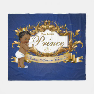 Royal African Prince Blue Gold Elegant Fleece Blanket