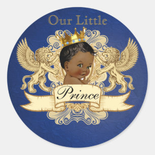 Royal African Prince Elegant Blue Favour Stickers