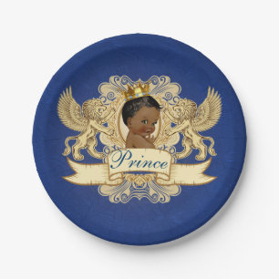 Royal African Prince Elegant Blue & Gold Paper Plate