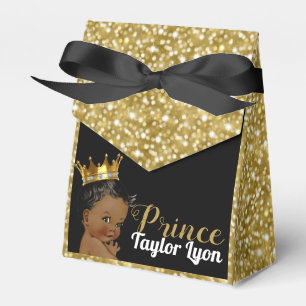 Royal African Prince Gold Glitter Elegant Favor Box