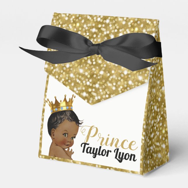 Royal African Prince Gold Glitter Elegant Favor Box (Front Side)