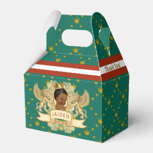 Royal African Prince Green Red Thank You Favor Box
