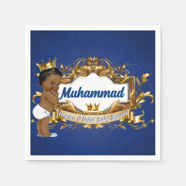 Royal African Prince Royal Baby Shower | Birthday Napkin (Front)