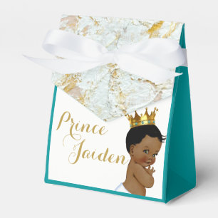 Royal African Prince Teal  FANCY Baby Shower Favor Box