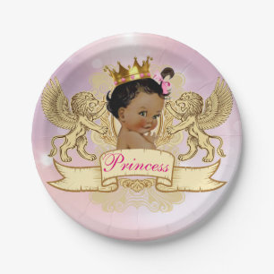 Royal African Princess Pink and Gold Elegant Paper Plate