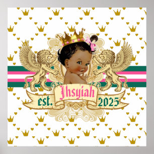 Royal African Princess Pink and Green Elegant Poster