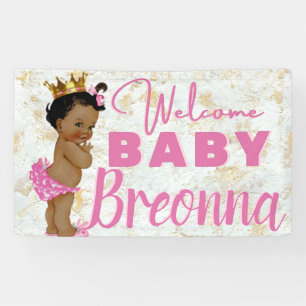 Royal African Princess Pink Gold Marble Fancy Banner