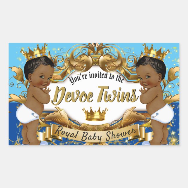 Royal African Twin BOYS| Blue & Gold Sparkles Sticker (Front)