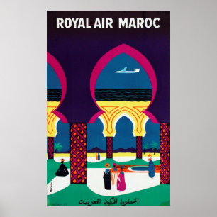Royal Air Maroc Vintage Travel Poster