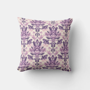 Royal Amethyst Damask Princesscore Throw Pillow