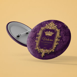 Royal Amethyst Quinceañera, custom 1 Inch Round Button