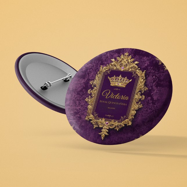 Royal Amethyst Quinceañera, custom 1 Inch Round Button (Creator Uploaded)