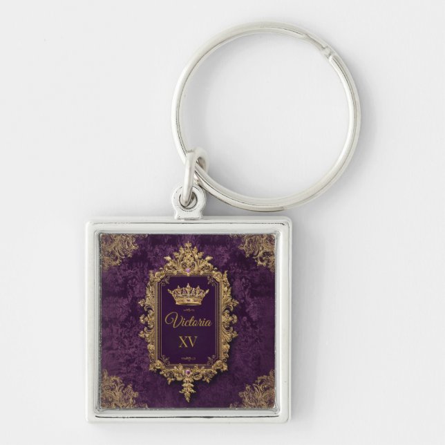 Royal Amethyst Quinceañera, custom Keychain (Front)
