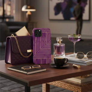 Royal Améthyste Violet et Or Art Déco Géométrique