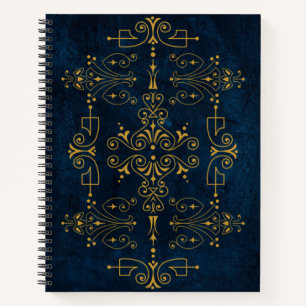 Royal Arcane Sigil – Gold Flourish on Midnight Notebook
