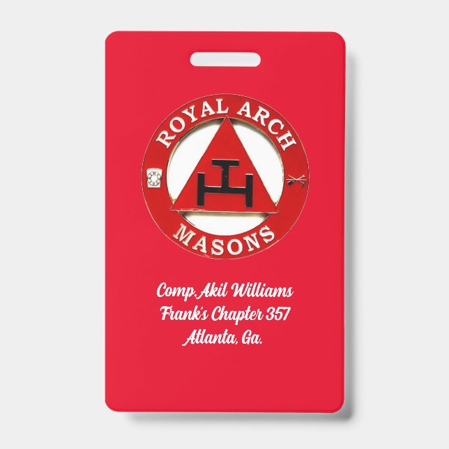 Royal Arch Mason Name Tag  Badge (Front)