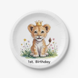 Royal Baby Lion 1st. Birthday Party Paper Plate