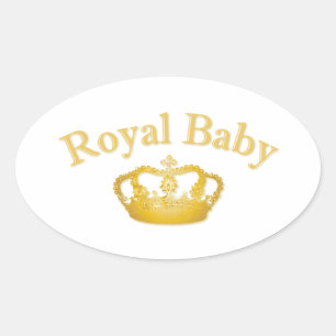 Royal Baby with Golden Crown Oval Sticker