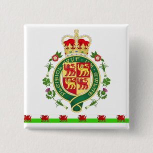 Royal Badge of Wales 2 Inch Square Button