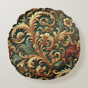 Royal Baroque Floral Pattern Round Pillow
