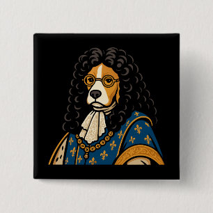Royal Beagle Dog His Majesty Fluffness 2 Inch Square Button