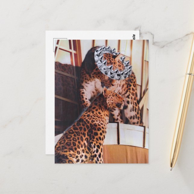 Royal Big Cats Collage Postcard (Front/Back In Situ)