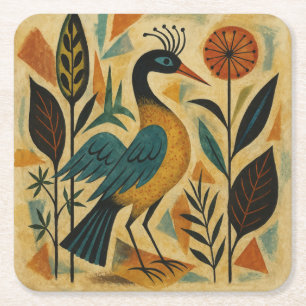 Royal Bird of the Wild Grove Square Paper Coaster