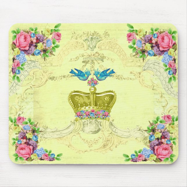 Royal Birds Floral Computer Mousepad (Front)